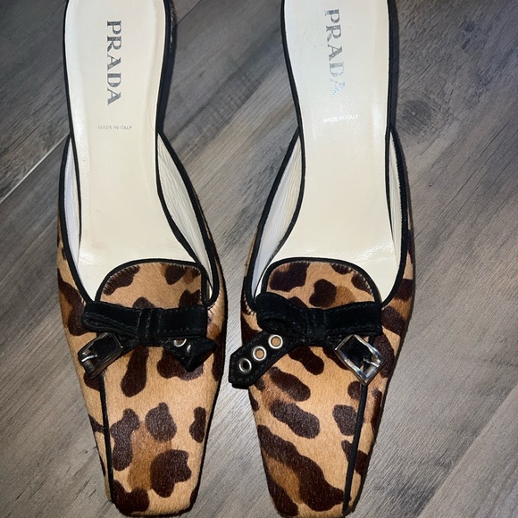 Prada Women's Leopard Print Pony Kitten Heels - Picture 1 of 2